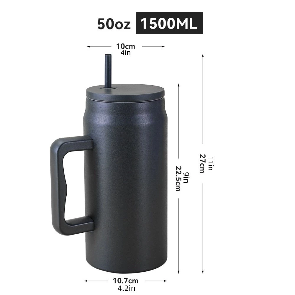 FLORIXX แก้วเก็บอุณหภูมิ 50oz 1500ml พร้อมหูหิ้วและฝาฟาง thumbnail 3