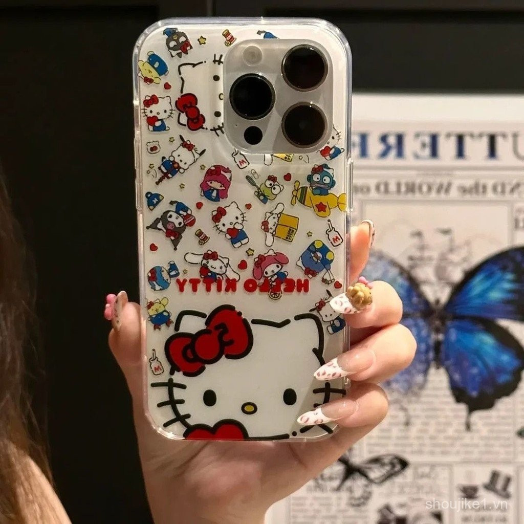 การ์ตูน Hello Kitty IMD เคสโทรศัพท์สองชั้นสําหรับ Samsung S22 S25 S24 S21 S23 S24FE S21FE S25PLUS S2