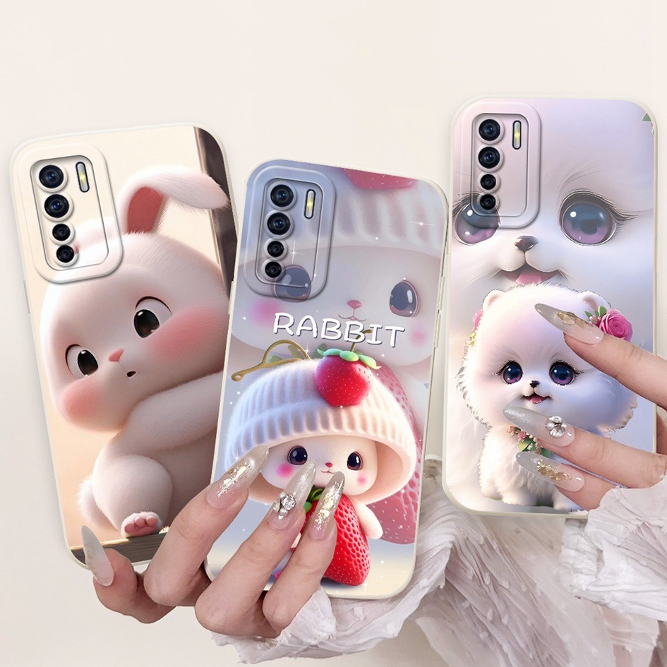 สําหรับ OPPO Reno 3 กรณี CPH2043 ฝาครอบน่ารักการ์ตูนกระต่ายมงกุฎแมวหัวใจรักซิลิโคนอ่อนนุ่มเคสโทรศัพท์สําหรับ OPPO A91 F15 ปลอก