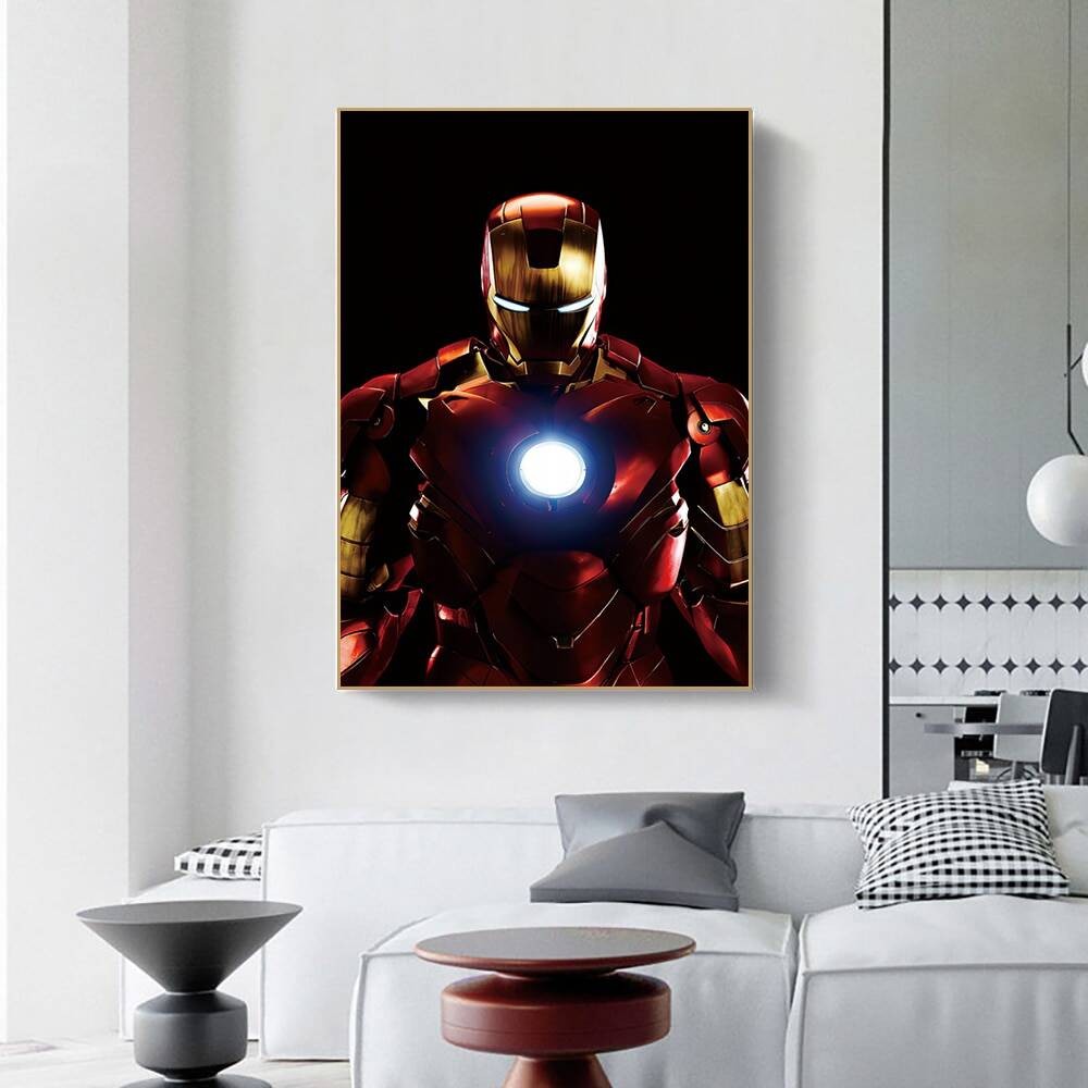 Iron Man ภาพยนตร์โปสเตอร์ Marvel Heroes Avengers ภาพวาดผ้าใบเด็กศิลปะตกแต่งภาพจิตรกรรมฝาผนังสําหรับ 