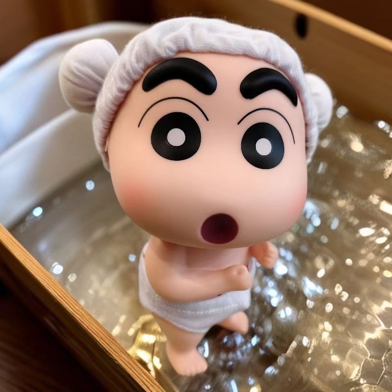 Shy Bath Shin-Chan เครื่องประดับห้องน้ํา Crayon Shin-Chan ของเล่นไวนิลตุ๊กตาของเล่นรูปอินเทรนด์เล่นตกแต่ง