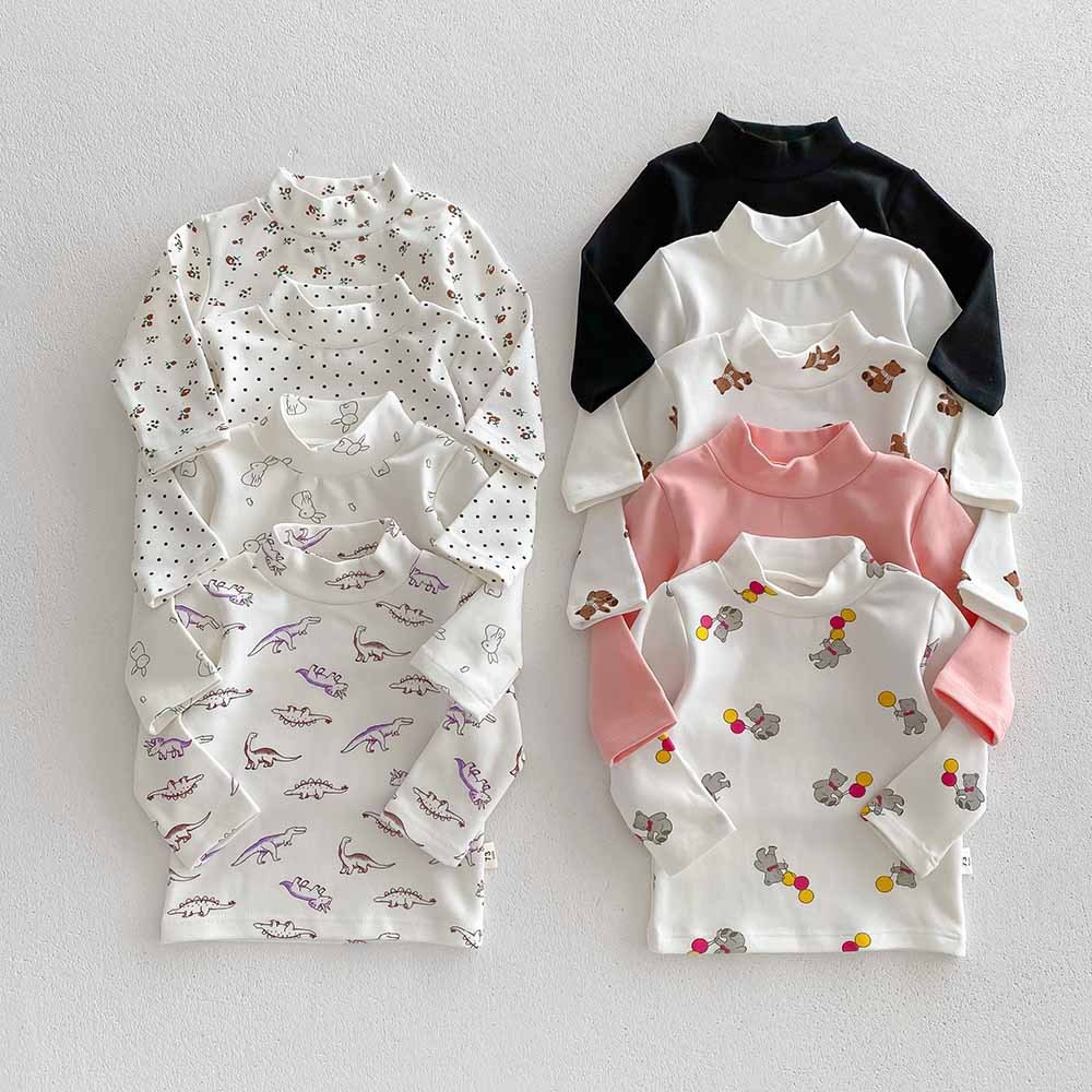 เสื้อชั้นฐานผ้าฝ้ายเด็ก - ฤดูใบไม้ผลิฤดูใบไม้ร่วง ยู นิสซ์ เด็กจําลองคอเสื้อแขนย