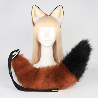 COSPLAY Zootopia Nick Wilde Fox Ears Tail Set - Fluffy Animal Costume Accessories