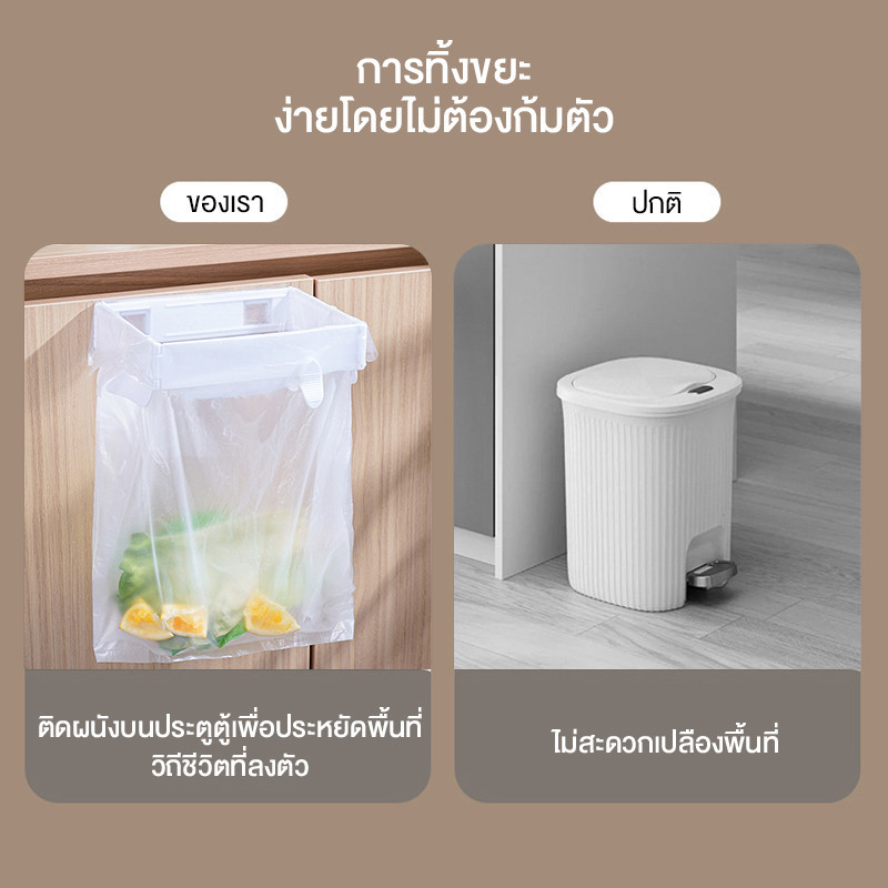 ติดผนัง ที่แขวนถุงขยะ ที่เรียบง่ายพับครัวเรือนถุงขยะ ประหยัดพื้นที่ ใช้งานง่าย ชั้นวาง ตู้ประตู ที่แขวนถุงขยะในห้องครัว - รูปที่ 6
