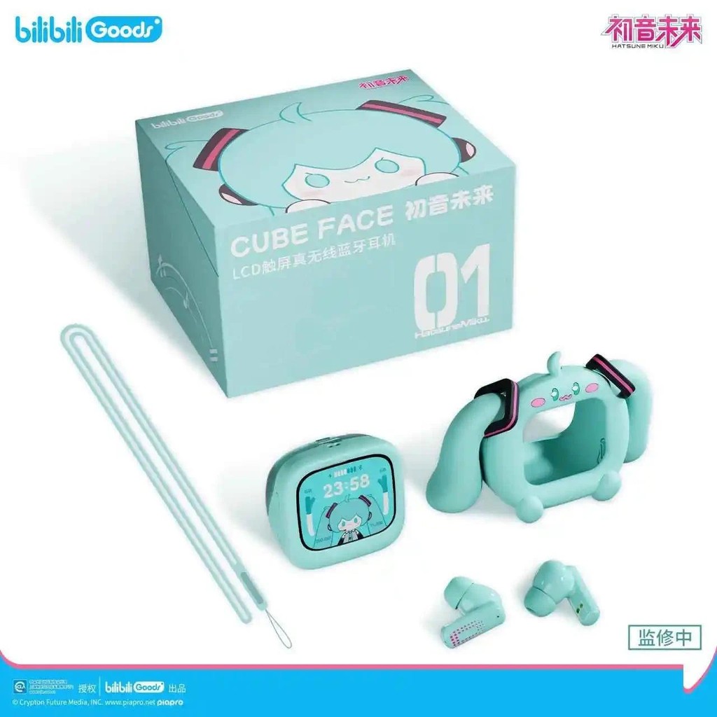 Bilibiligoods Hatsune Miku CUBE FACE หน้าจอสัมผัส LCD หูฟังบลูทูธไร้สาย True