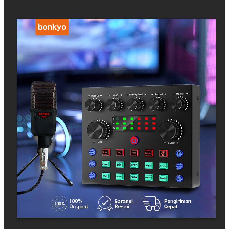 V8S+ M996 DPS Mixer การ์ดเสียงสดพร้อมบลูทูธ, 16 เสียง + ปุ่ม 9 ปุ่ม + ไมโครโฟนสําหรับ Live/แล็ปท็อป/