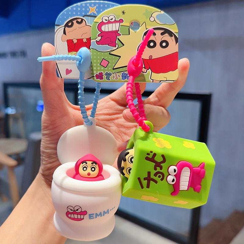 ของแท้เครยอนชินจังกล่องขนมพวงกุญแจการ์ตูนหยิกตุ๊กตาเครื่องประดับของขวัญน่ารัก