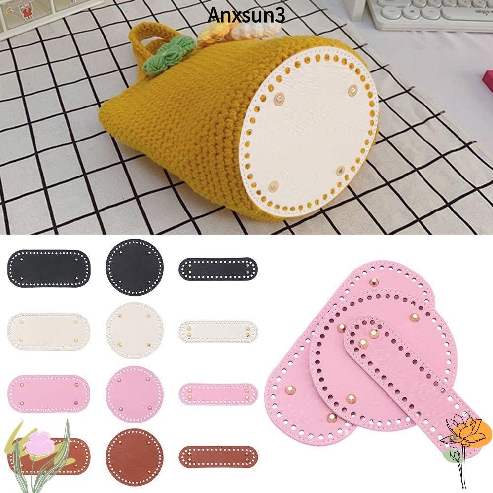 Anxsun3 ก้นกระเป๋ายาว DIY กระเป๋าถักโครเชต์ 52 หลุม วัสดุหนัง PU