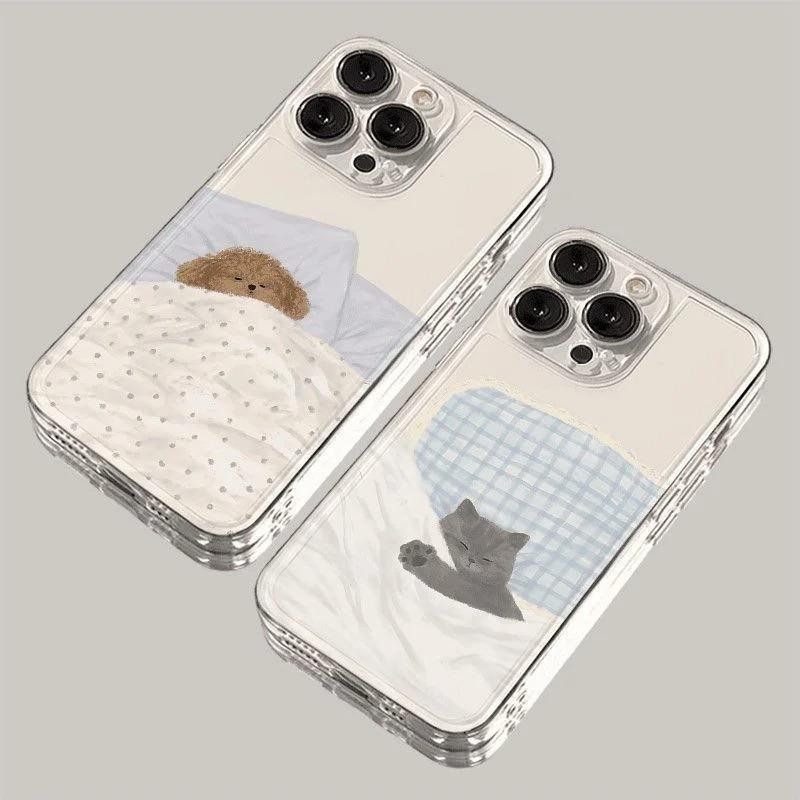 คู่น่ารักสําหรับ iPhone 17 16 15 Pro Max 14 13 12 Mini 11 Pro XS XR 7 8 Plus ปลอกอ่อนกันกระแทก