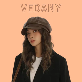 หมวก NEWSBOY CAP หนัง PU กันน้ำ กันหิมะ ใส่ได้ทั้งชาย หญิง หมวกทรงฟักทอง VDN-H16