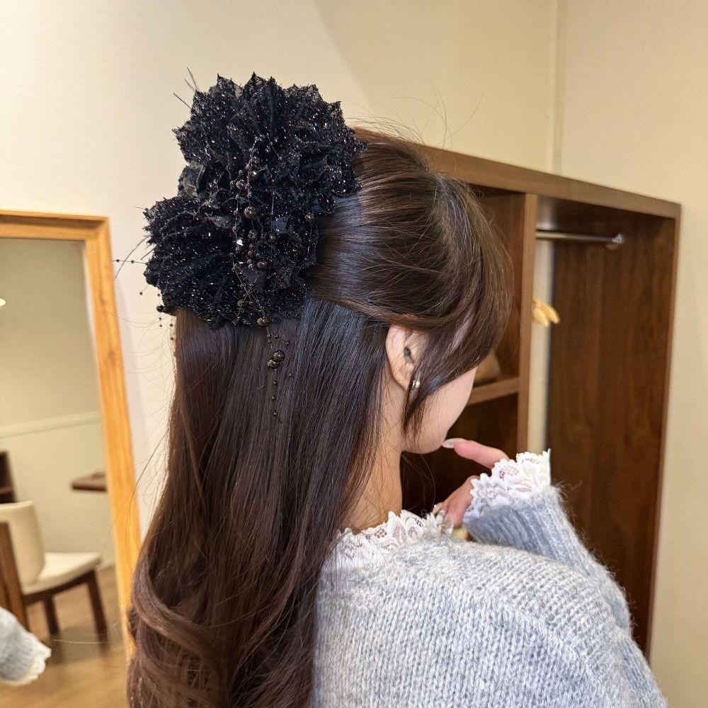 Hgougv656 ใหม่กิ๊บดอกโบตั๋นสีแดงและสีดําสาวอารมณ์อ่อนโยนสง่างาม - รูปที่ 7