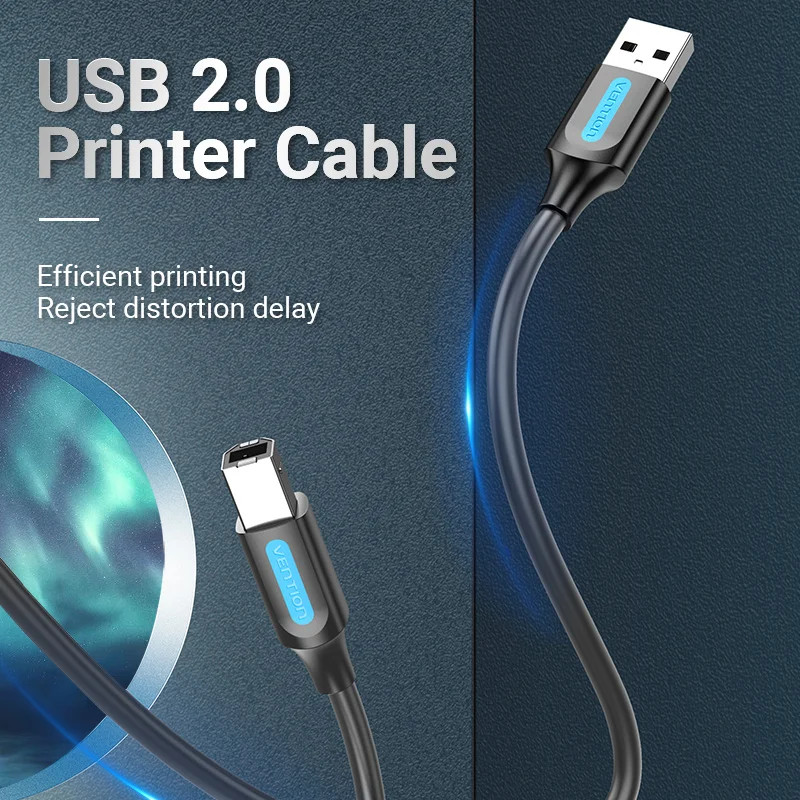Vention สายเครื่องพิมพ์ USB 3.0 2.0 Type A Male to B Male Cable for Canon Epson HP ZJiang Label Printer DAC USB Printer