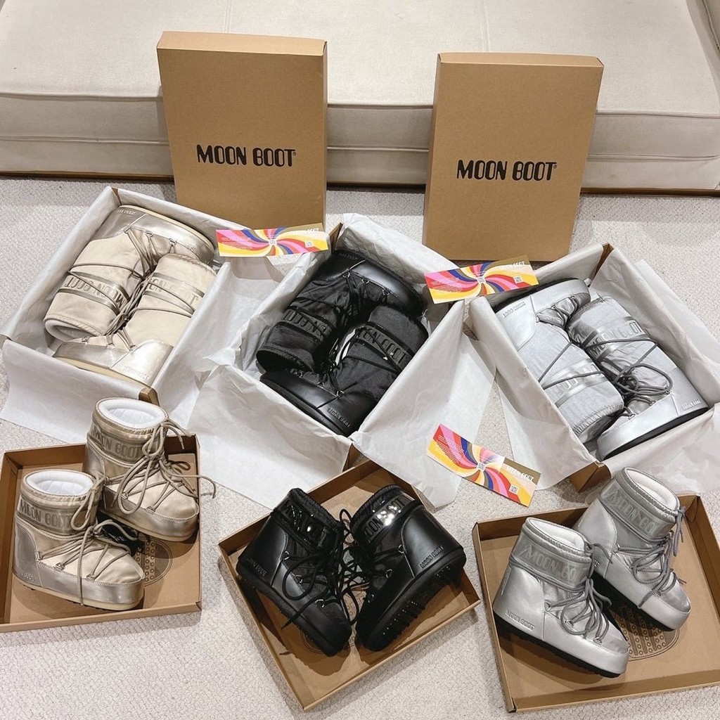 Moon Boot ผู้หญิงแฟชั่นหนาซาตินหิมะเพิ่มความสูงรองเท้าอุ่นกันลื่น