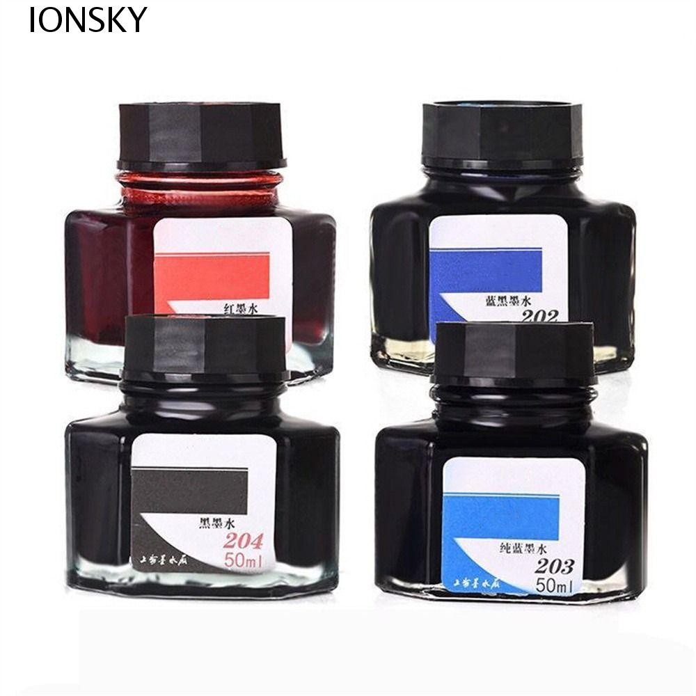 Ionsky Fountain Pen Ink Children 50ml Pen Refill Red Blue Black Bottled Glass Student Pen Ink