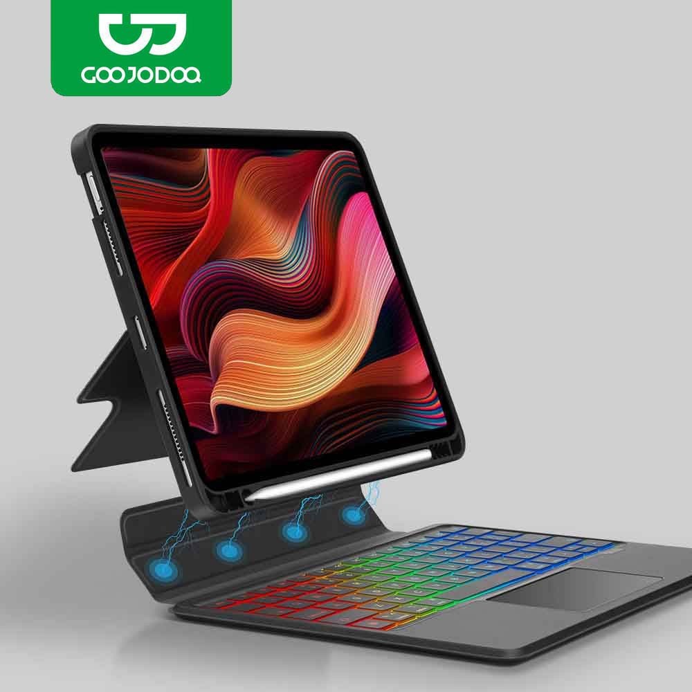 GOOJODOQ ทัชแพดคีย์บอร์ดบลูทูธ มีไฟแบ็คไลท์ สําหรับ iPad Pro11 Air4 Air5 iPad 10.2 Gen7 Gen8 Gen9