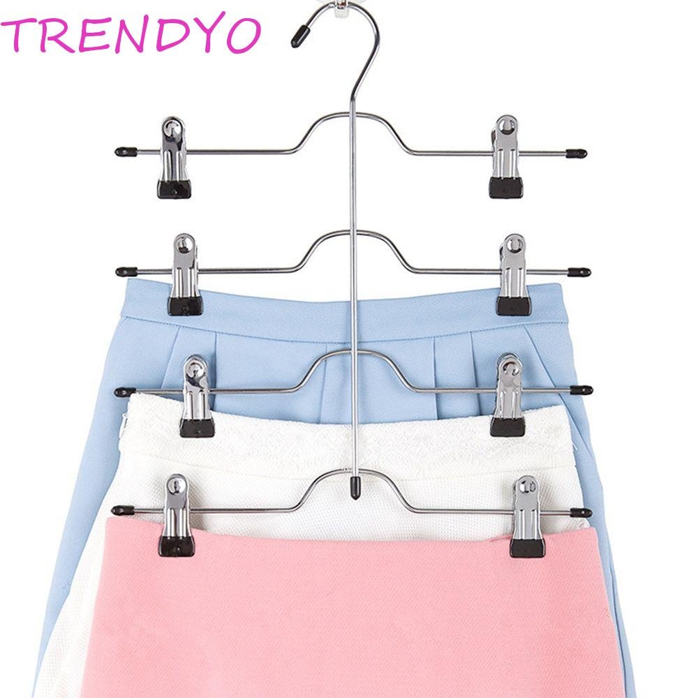 Trendyo ไม้แขวนเสื้อ 4 ชั้นจัดเก็บเสื้อผ้ากางเกงกระโปรงประหยัดพื้นที่กางเกงคลิป