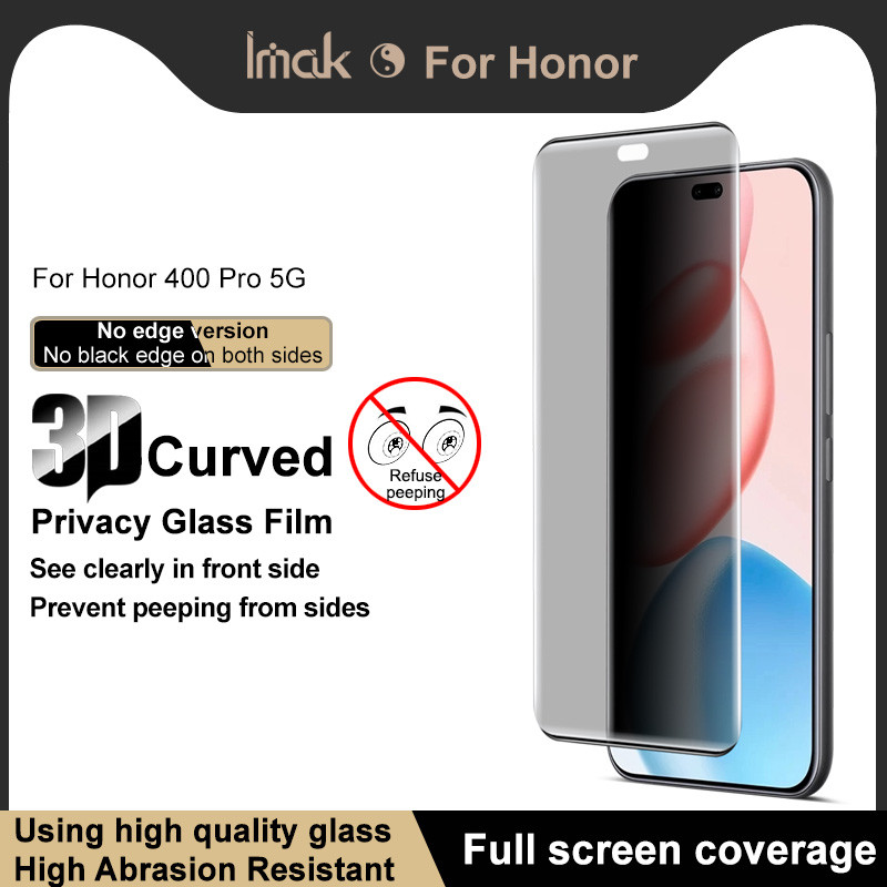 Imak Honor 400 Pro 5G Privacy Tempered Glass (ไม่มีขอบรุ่น) 3D Curved Full Cover Anti Peeping Screen
