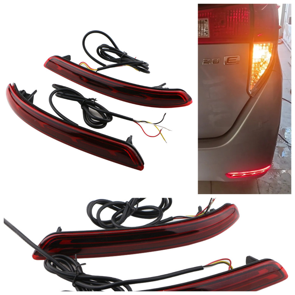 2pcs สําหรับ Toyota Innova 2016-2023 ไฟท้าย LED มัลติฟังก์ชั่น พร้อมไฟตัดหมอก ไฟเบรค และรีเฟลกเตอร์
