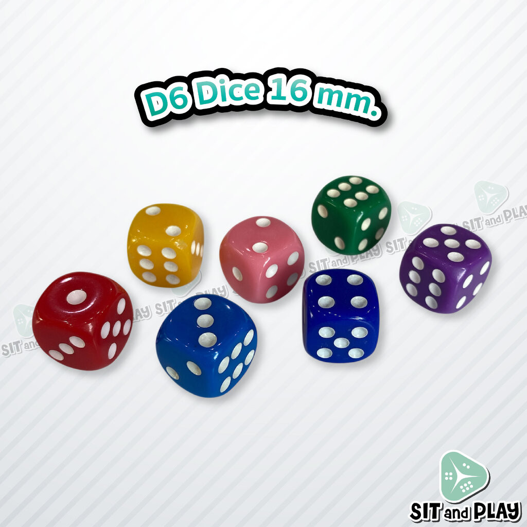D6 Dice ลูกเต๋า 6 หน้า ขนาด 16 mm ( แบ่งขาย 1 ลูก )
