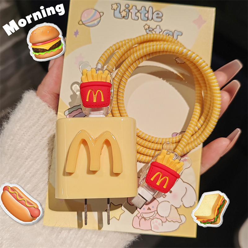 M French Fries Apple Charger ฝาครอบป้องกัน 20w สายเคเบิลข้อมูล Anti Break เหมาะสําหรับ iPhone 13/14/15/16