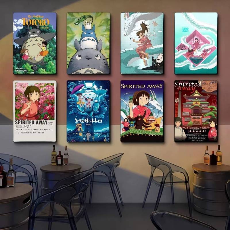 Hayao Miyazaki, mi vecino Totoro, Anime de Spirited Away, carteles clasicos Vintage, ความประทับใจของ papel blanco, obra de arte, ตกแต่งน่ารัก
