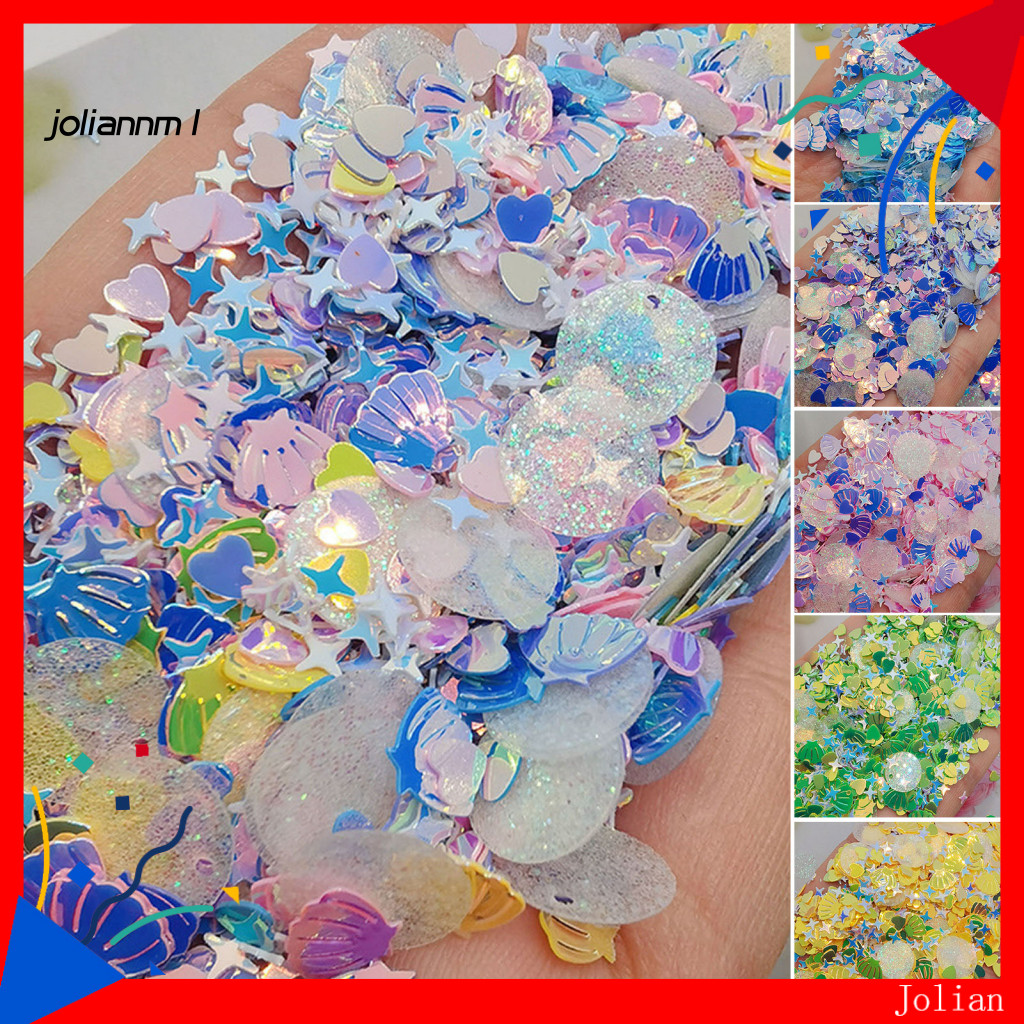 [JM] 1 กระเป๋า 10g เล็บเลื่อมเงาผลหลายรูปร่าง Iridescent Nail Art Eye แต่งหน้า Star Shells Heart Gli