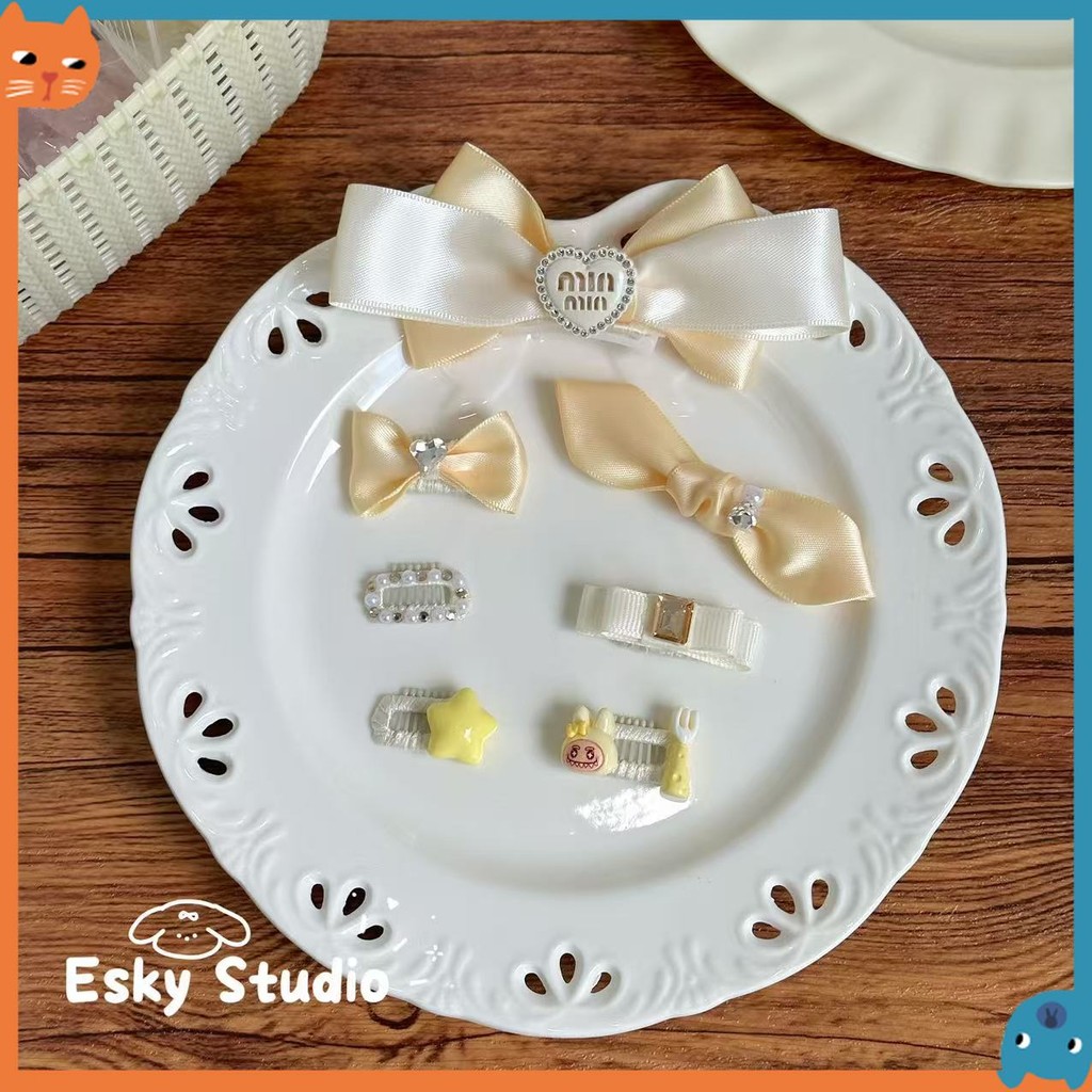 กิ๊บติดผมลูกสุนัขสแตนเลส BB คลิปมัลซิส ยอร์คเชียร์อุปกรณ์ผมโบว์สัตว์เลี้ยงกิ๊บ