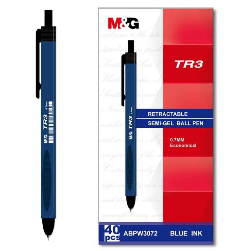 (กล่อง 40 ชิ้น) ปากกาลูกลื่นน้ํามัน M&G TR3 0.7มม. ปลายปากกา