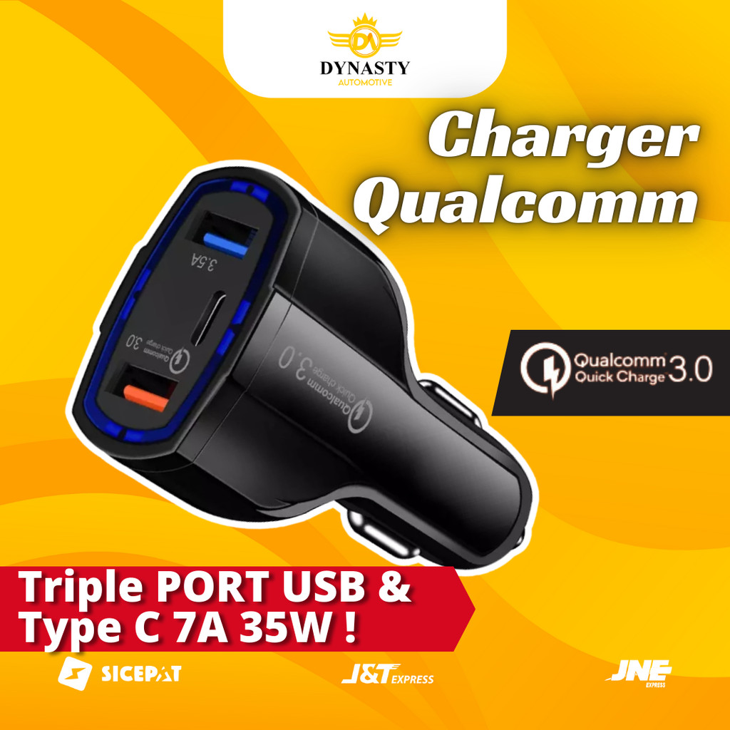 3 พอร์ต 35W QC 3.0 ที่ชาร์จแบตในรถรองรับ 2 USB 2.0 และ Type C สําหรับรถยนต์และรถจักรยานยนต์ - CHG1 D