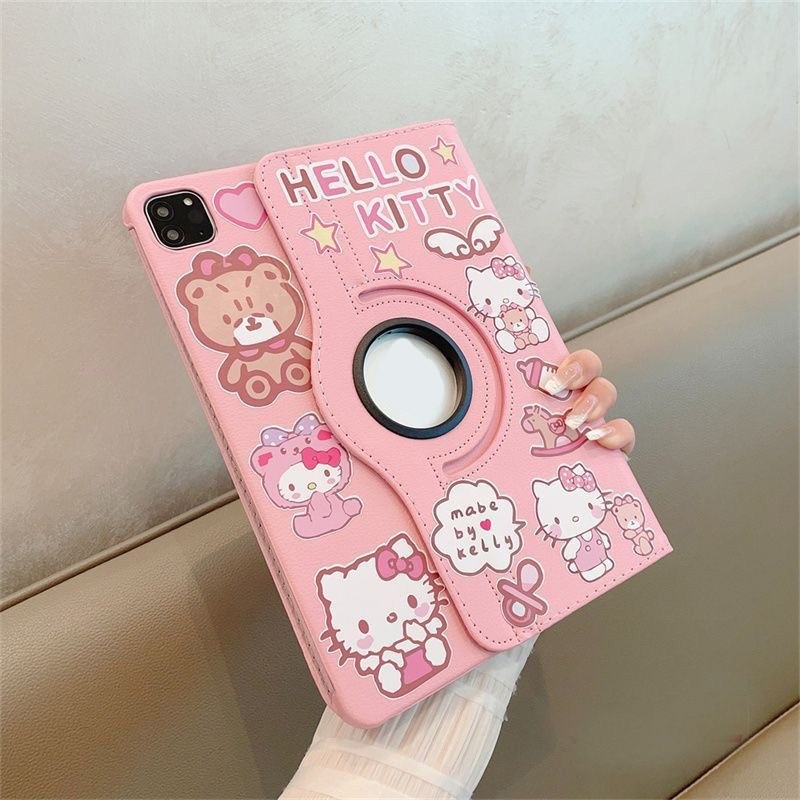 เคสสำหรับ ไอเเพด ปรับองศาได้360 องศา สำหรับ iPad Air6 2024 Pro11 Air4/Air5 10.9 Gen9/8/7 10.2 เคสหนัง ลายการ์ตูน