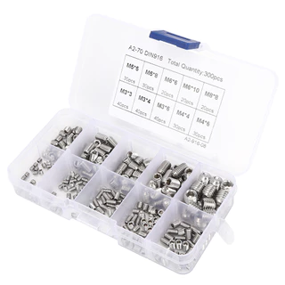 300 ชิ้นชุดชุด M3/M4 M5 M6 M8 Hex Socket Grub สกรู