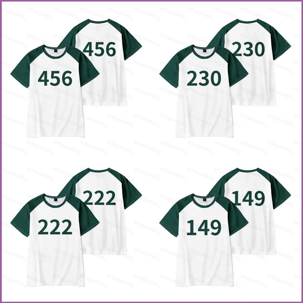 Ellen Squid Game Season 2 เบอร์ 230 456 222 149 เสื้อยืดฤดูร้อน Anime Short Sleeve Top