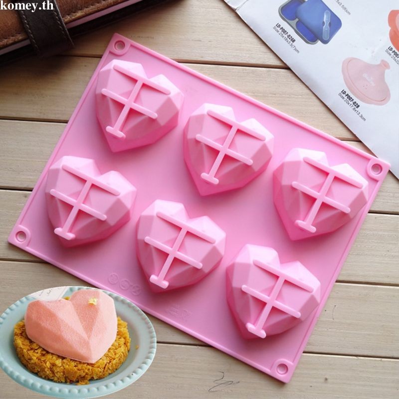 แม่พิมพ์ซิลิโคน ช็อคโกแลต วุ้น ขนม เรซิ่น breakable cake รูปทรงหัวใจเพชร 6 ช่อง ราคา ถูกที่สุด ดีลบีเคเค แกลเลอรีภาพที่ 4