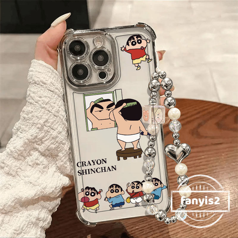 สําหรับ Samsung S23FE S24Ultra S23 S21 Plus S23 Ultra Samsung A73 A53 A54 A55 A52 5G TrendCasing การ์ตูน Crayon เคสโทรศัพท์ชุบโปร่งใสสี่มุม Anti Fall ถุงลมนิรภัยฝาครอบ