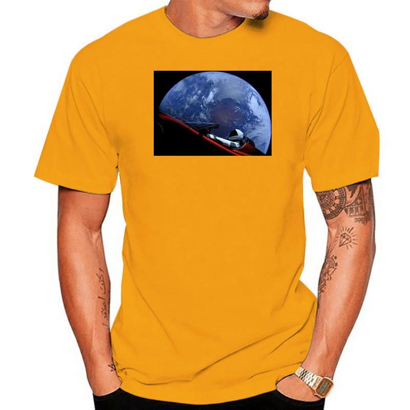 ใหม่ Spacex Starman In Orbit เสื้อยืดผู้ชายแขนสั้น Hipster O-คอ Causal Cool Tops Tees Harajuku