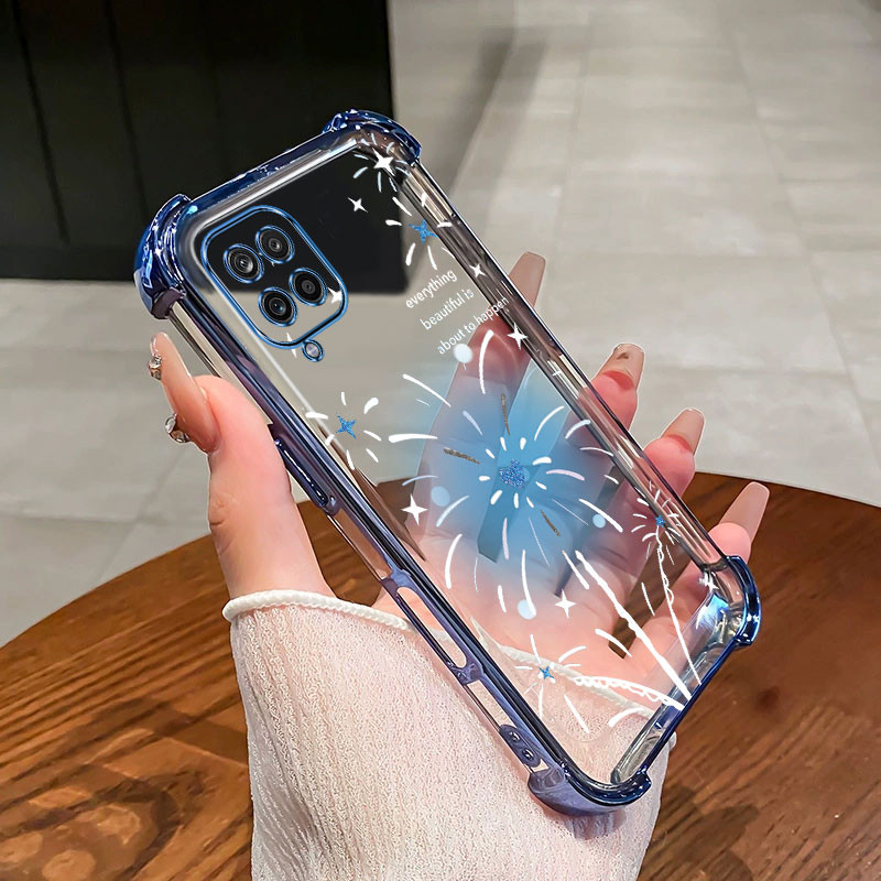 กันกระแทก เคสสําหรับ Samsung A12 M12 A22 4G A22 5G M22 เคสโทรศัพท์ TPU 2025 Love ดอกไม้ไฟรูปแบบ High end ป้องกัน SoftCase