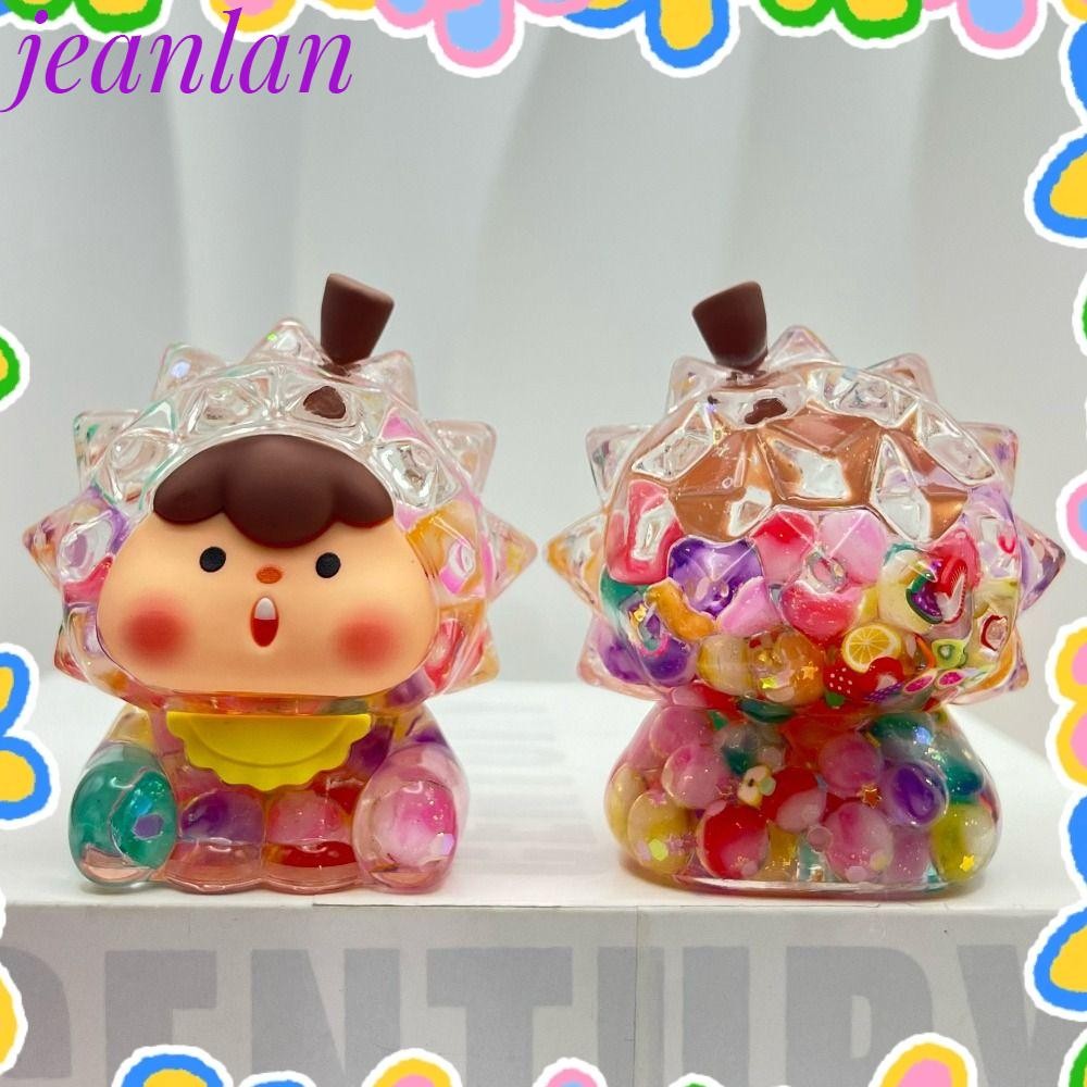 เครื่องประดับขนาดเล็ก JEANLAN, ทุเรียนเรืองแสงในการตกแต่งขวดทรายดูดสีเข้ม, กล่องผลไม้ของเล่นกลิตเตอร์เหลว