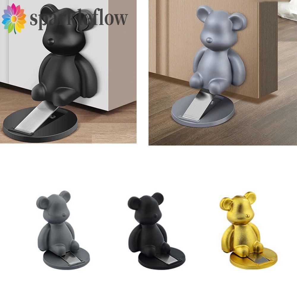 Sparkleflow Bear ที่กั้นประตู, แม่เหล็กดูดประตูแบบไม่ต้องเจาะ, แปะบังคับน่ารักป้องกันการชนกันประตูกันลมด้านหลัง