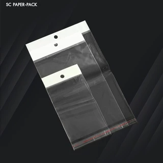 SC Paper-Pack ถุงพลาสติก OPP เจาะรูแขวนแถบขาว มีแถบกาว แพ็ค 100 ใบ