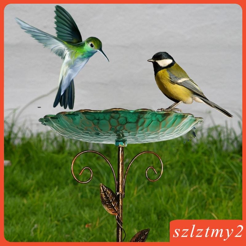 [Szlztmy2] อาบน้ําสําหรับกลางแจ้งที่มี 5 ง่ามฐาน Stake Rustic Birdbath ชามซุปสําหรับสนามหญ้าสวนนอก Backyard Decor