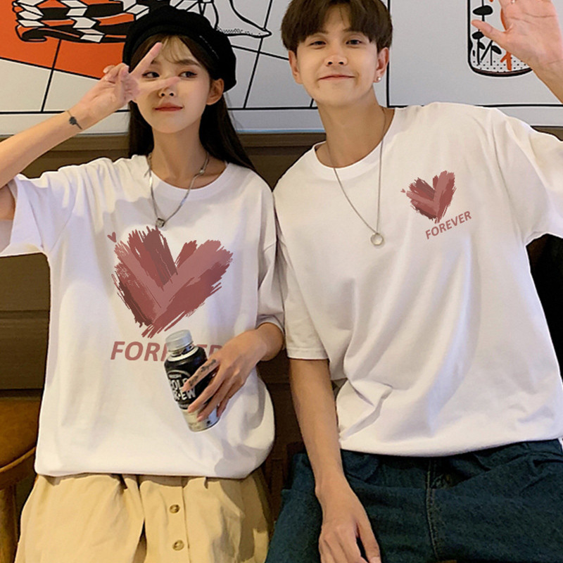 (จัดส่งตลอด 24 ชั่วโมง) Angle Official Special couple outfit-เสื้อยืดแขนสั้นคอกลม เสื้อคู่รัก สกรีนลายน่ารัก ชายหญิง