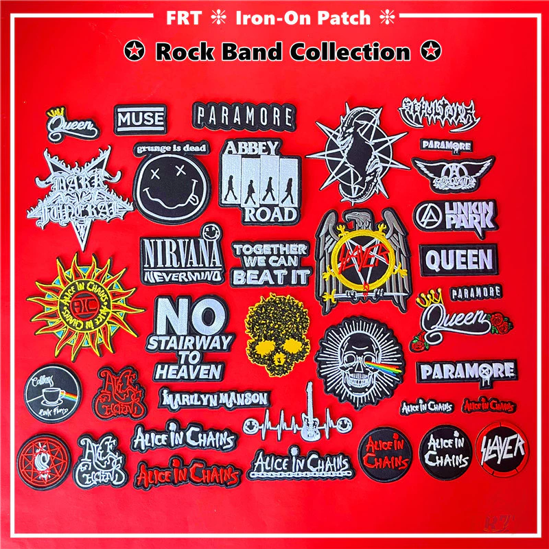 ☸ แพทช์เหล็กบนศิลปะวงร็อค ☸ 1 ชิ้น Punk Skull DIY เย็บบนเหล็กบนป้ายแพทช์
