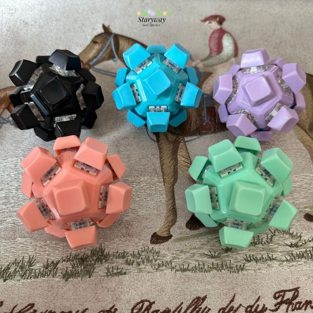 STARYSWAY พวงกุญแจ Fidget, Keycap DIY คีย์บอร์ดนิ้วหมวก,ผ่านเวลา 12 คีย์ Magic Ball ปุ่มปุ่ม Pinch ของเล่นผู้ใหญ่