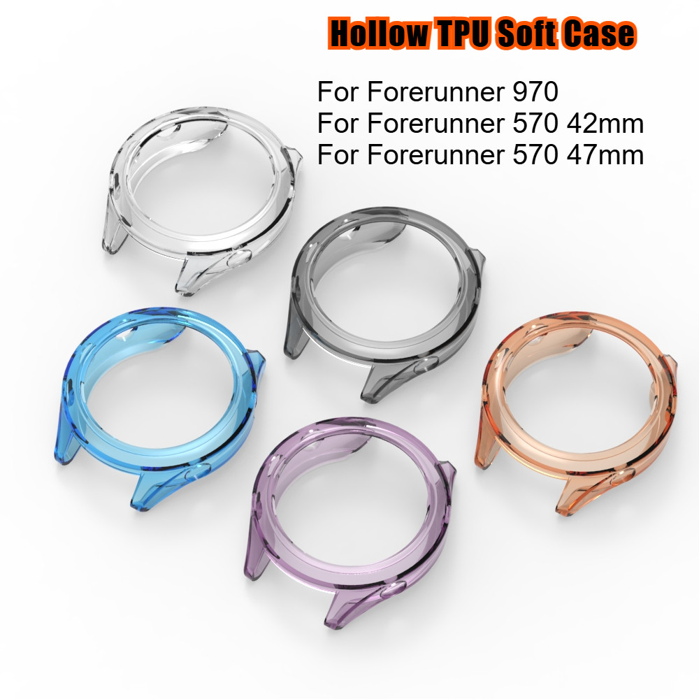 สําหรับผู้เบิกทาง Garmin 970 570 สมาร์ทนาฬิกากันชนป้องกัน TPU นุ่มครึ่งฝาครอบป้องกันหน้าจอฟิล์มสําหร
