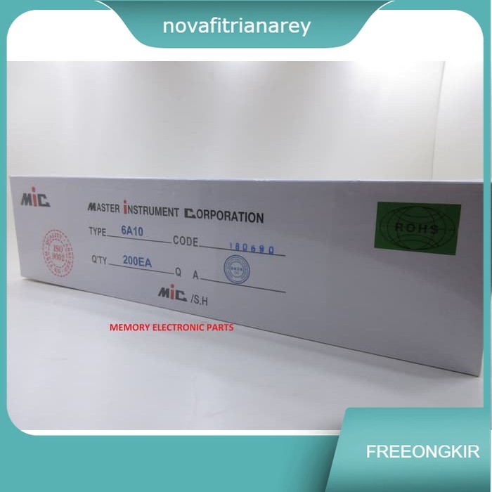 6 Ampere Diode (6A10) / 6a Rectifier (ราคาต่อ 200 ชิ้น)