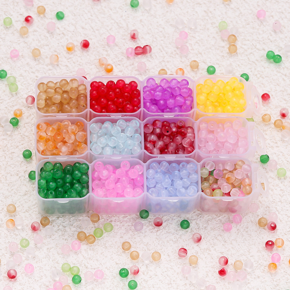 St. Kunkka 4 มม. Gradient Glass Beads - 50 ชิ้น สีทราย สำหรับ DIY สร้อยข้อมือและสร้อยคอมือทำ
