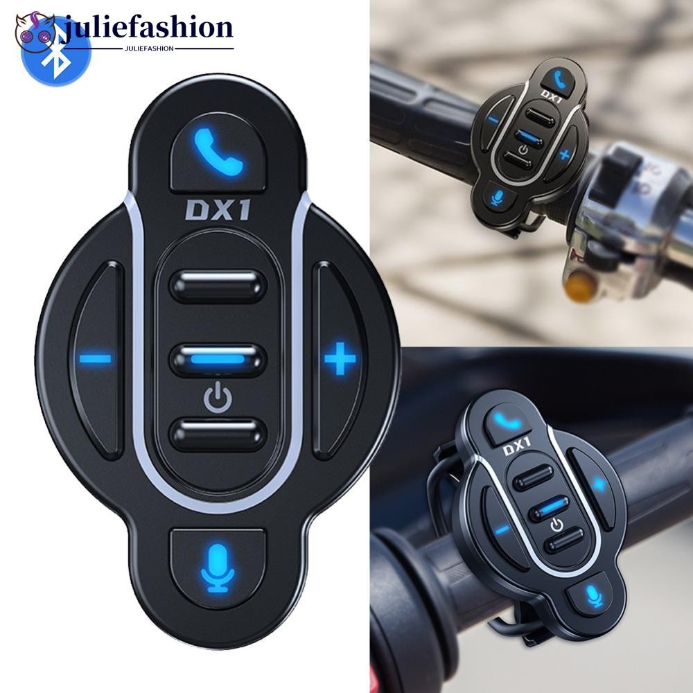 JULIEFASHION บลูทูธ 5.4 รถจักรยานยนต์ Handlebar สมาร์ทรีโมทคอนโทรลกันน้ําไร้สาย Media Controller สํา