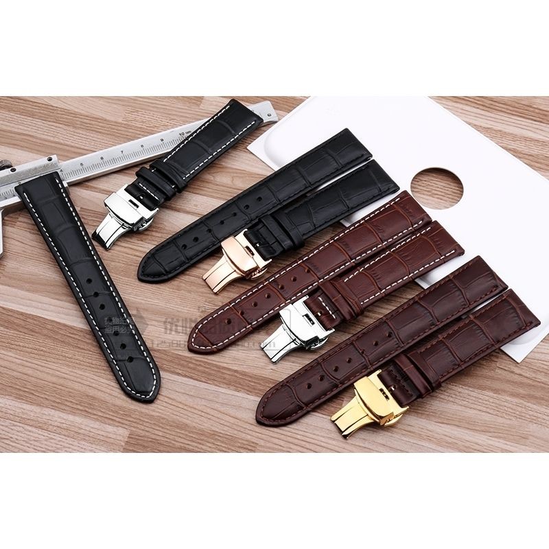 สายนาฬิกา oris สายนาฬิกาหนังแท้สายอ่อน Series นาฬิกาหัวเข็มขัดผีเสื้อ 18/20/22 มม. ผู้ชายผู้หญิง