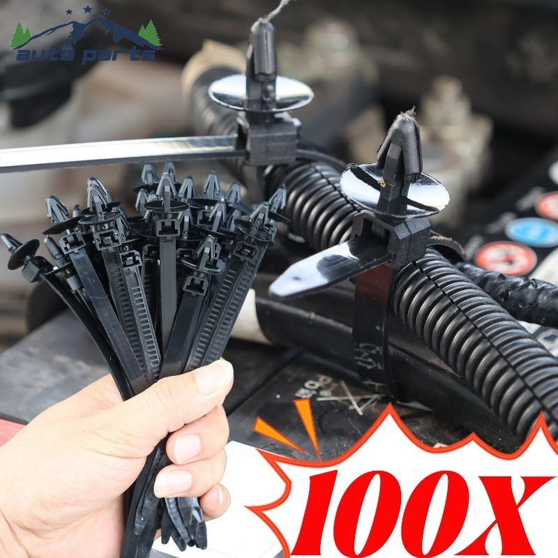 [AM3C]เคเบิ้ลไทร์ความแรงอุตสาหกรรม 100 ชิ้น | สายรัดไนลอน Tensile สําหรับการใช้งานในบ้าน/สํานักงาน/โรงงาน, ที่เก็บสายไฟสารหน่วงไฟพร้อมหัวล็อคโลหะ