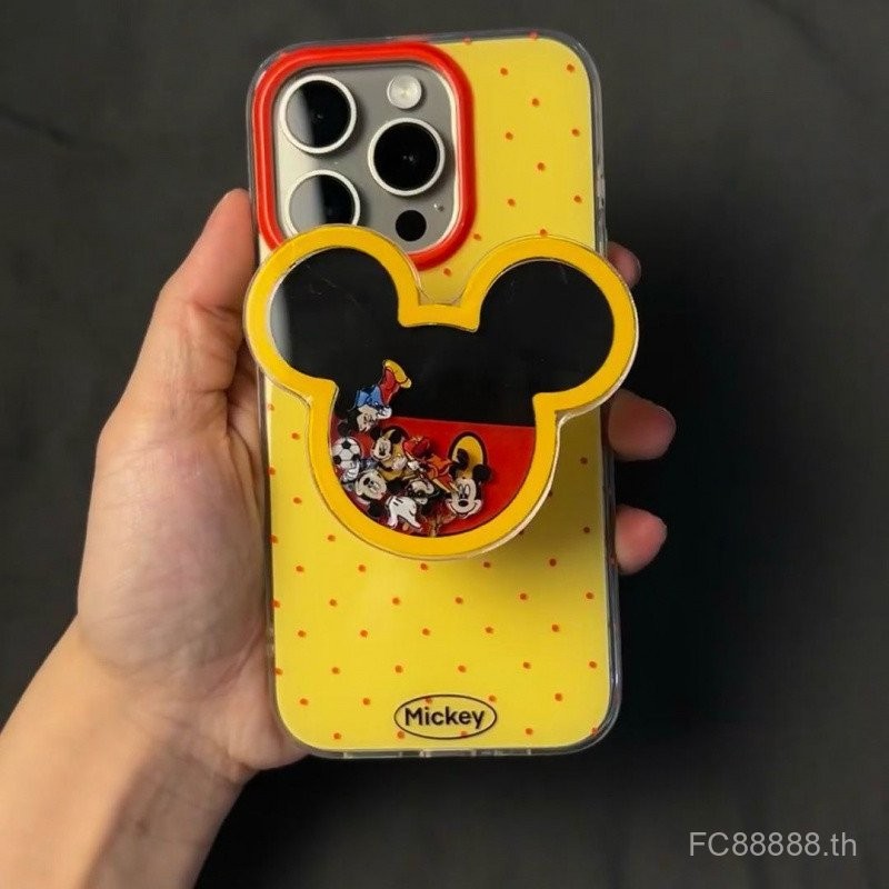 เคสโทรศัพท์มือถือสำหรับ iPhone ขาตั้งมิกกี้15/16/14Pro การ์ตูน13Promax/12/11ญี่ปุ่นและเกาหลี xsmax/XR เคสป้องกันแบบครอบทั้งหมด wsyq